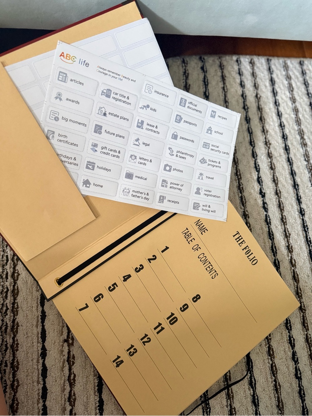 The Folio® Important Document Organizer by Savor | Binder with Guided Labels